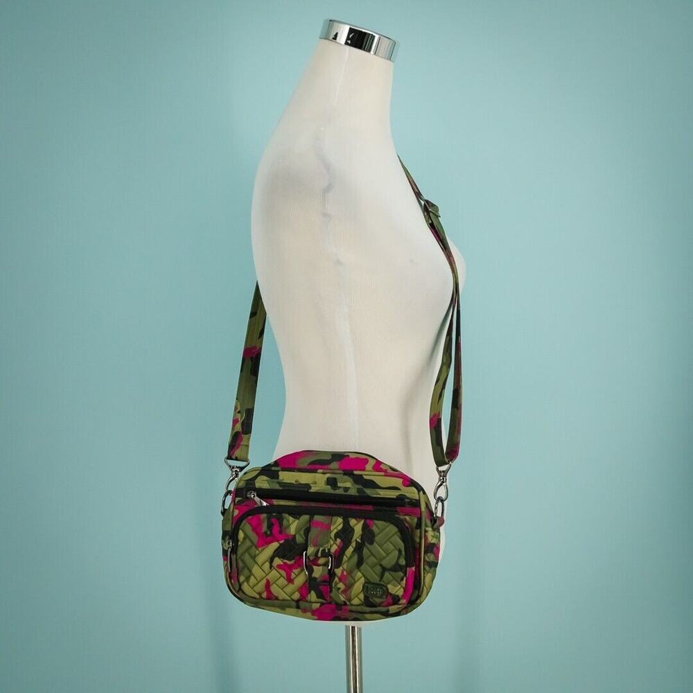 Lug Carousel Green Pink Camo Print Crossbody Shoulder Strap Bag Handbag Purse